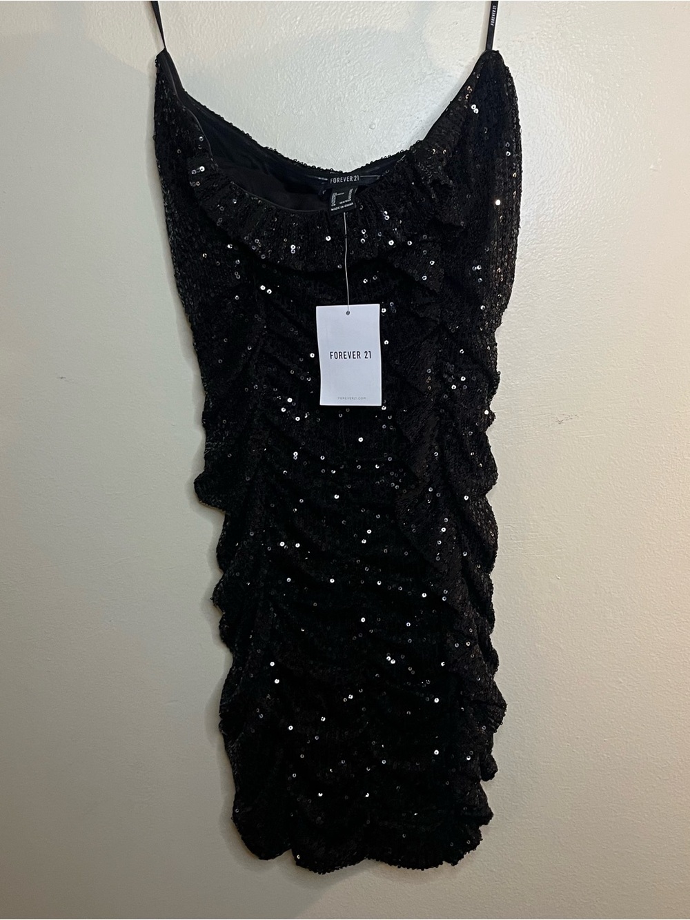 Forever 21 Black Sequin Ruffle Cocktail Dress